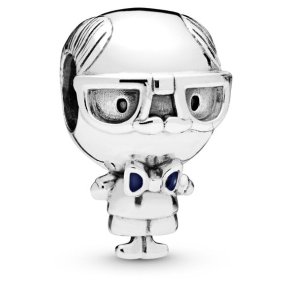 PANDORA Mr. Wise Grandfather Charm Authentic Silver Blue Enamel Family Love RARE - Picture 1 of 12